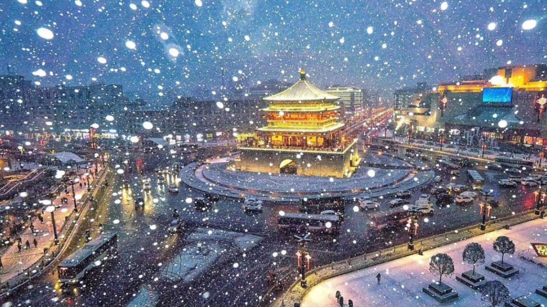 西安的雪下出东北的气势